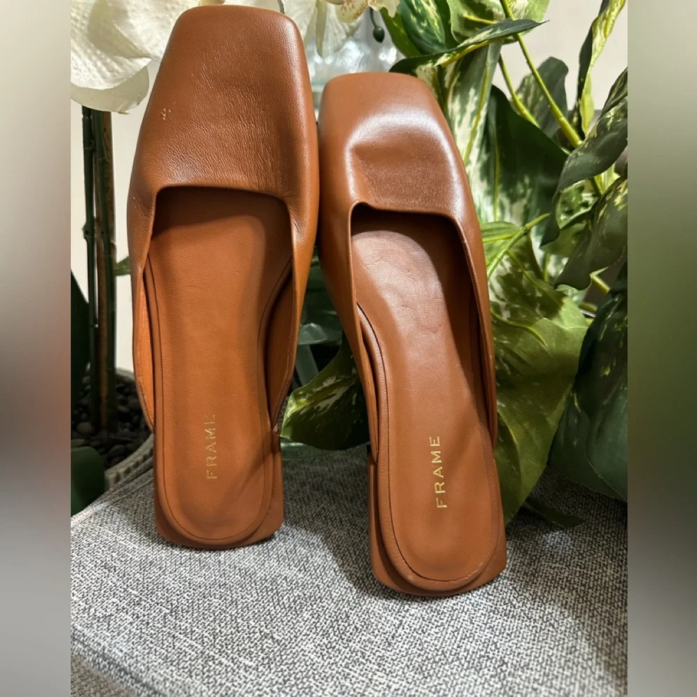 NWT Frame Le Town Leather Mule Tobacco Brown Size: 36 Never won Great for Summer - Picture 11 of 12